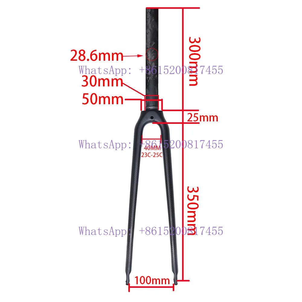 Full carbon fiber road bike 25.4 front fork, carbon fiber hard fork 700C road front fork dead flying front fork