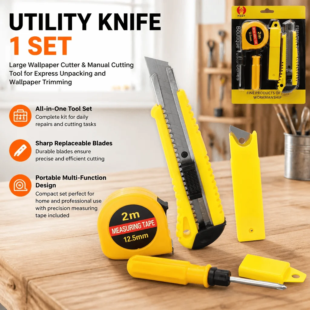 Utility Knife Set Box Cutter Set Multi-Function DIY Tool Kit Portable Home Repair Craft Cutting Tool With Replaceable Blades