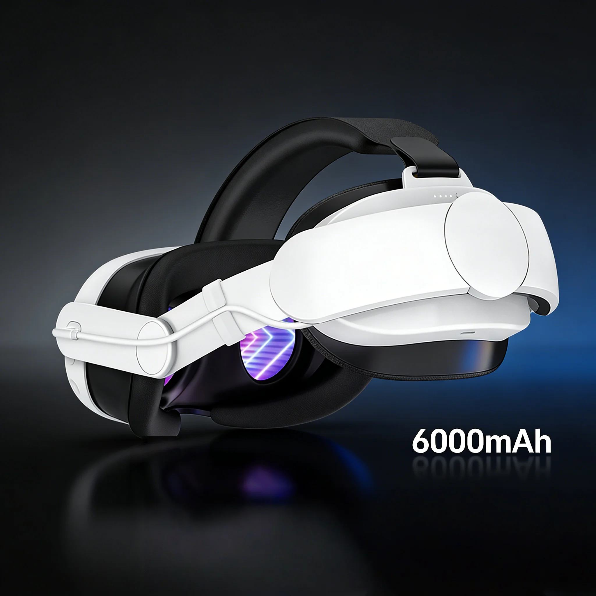 Extended Battery Head Strap,6000mAh for Meta Quest 3 Quest 3S,Adjustable Elite VR Headband Charging Support Parts