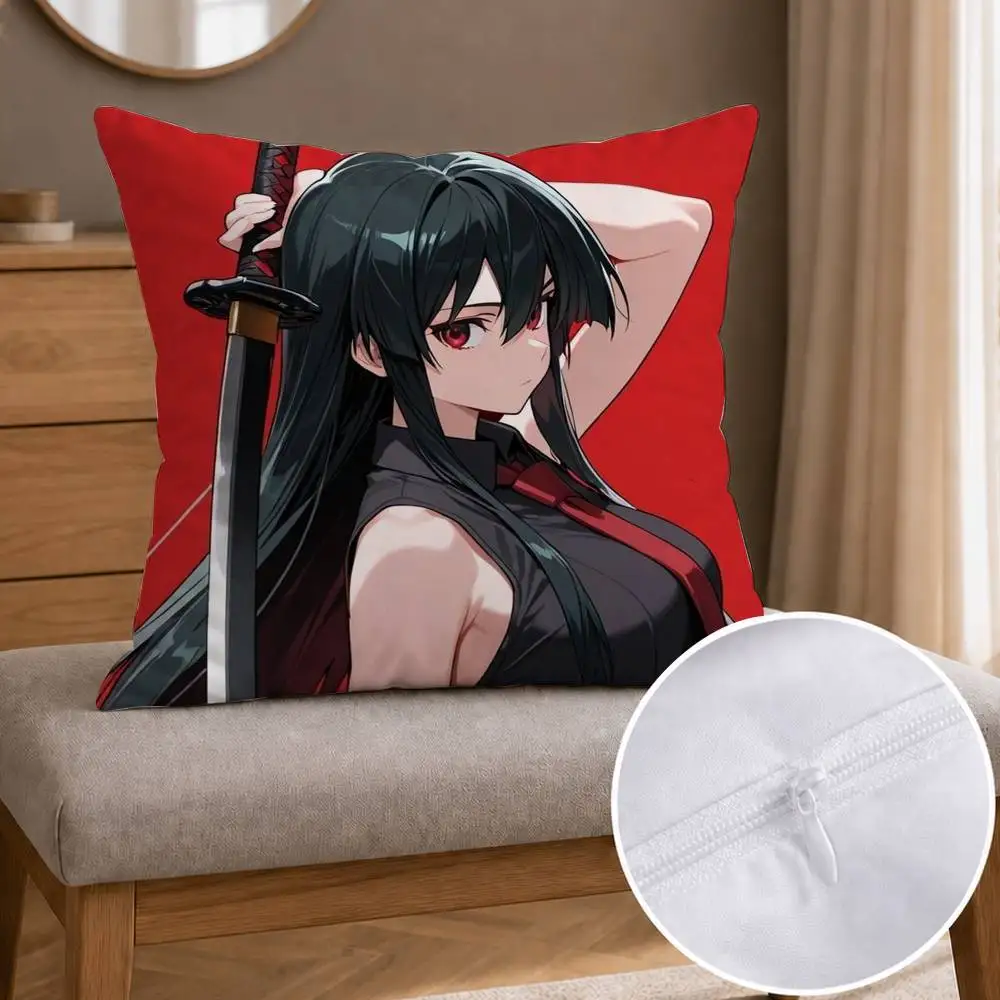 Anime Akame ga Kill Double-sided Printed Square Decorative Cushion Cover for Sofa Living Room Home Decor