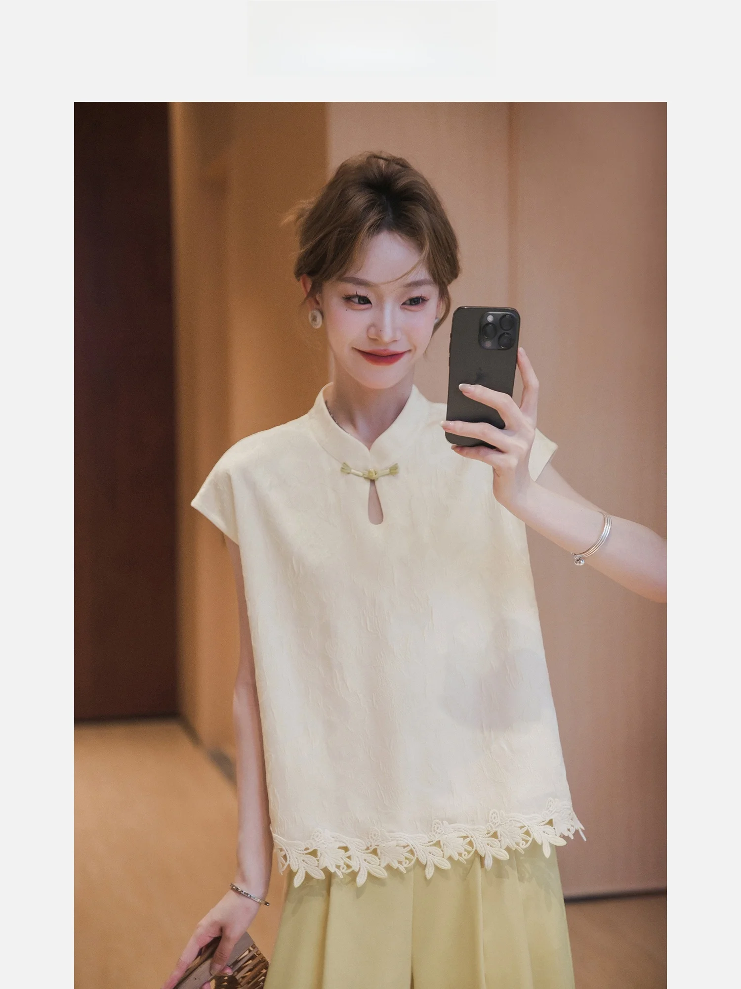 

Женская летняя новая модная блузка Xiaoguli с цветочной вышивкой в китайском стиле, прямого кроя, из полиэстера