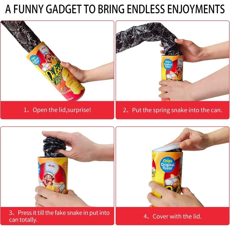 Potato Chip Snake Can Jump, Snake Toy Prank-Funny Trick Gag Gift Fool Day Halloween Party Decoration Gift for Ages 14+