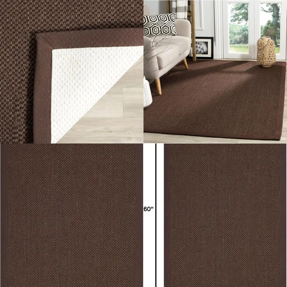 

Коврик с акцентной каймой из шоколада и темно-коричневого сизаля, 3x5 футов, прочный для больших помещений в гостиной