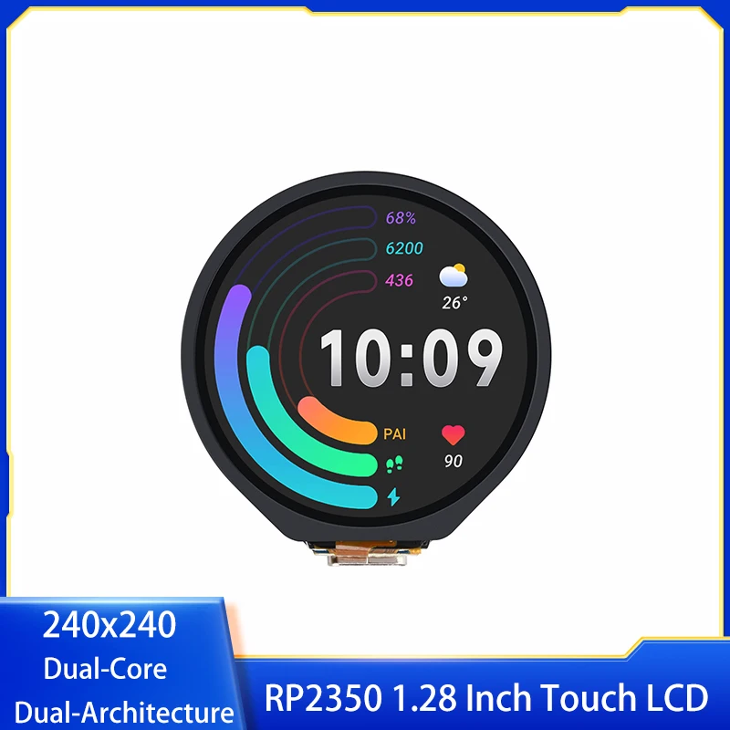 

RP2350 1,28-дюймовый круглый сенсорный ЖК-дисплей, макетная плата, двухъядерная и двойная аркатура 240x240 для Raspberry Pi Pico 2