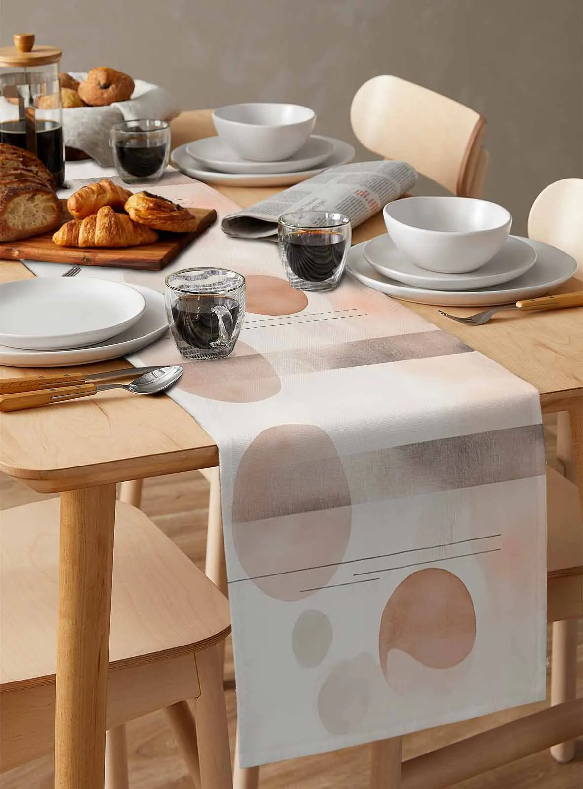 

Minimalist Bohemian Color Block Table Runner Wedding Party Champagne Dining Room Restaurant Home Tablecloth Runners