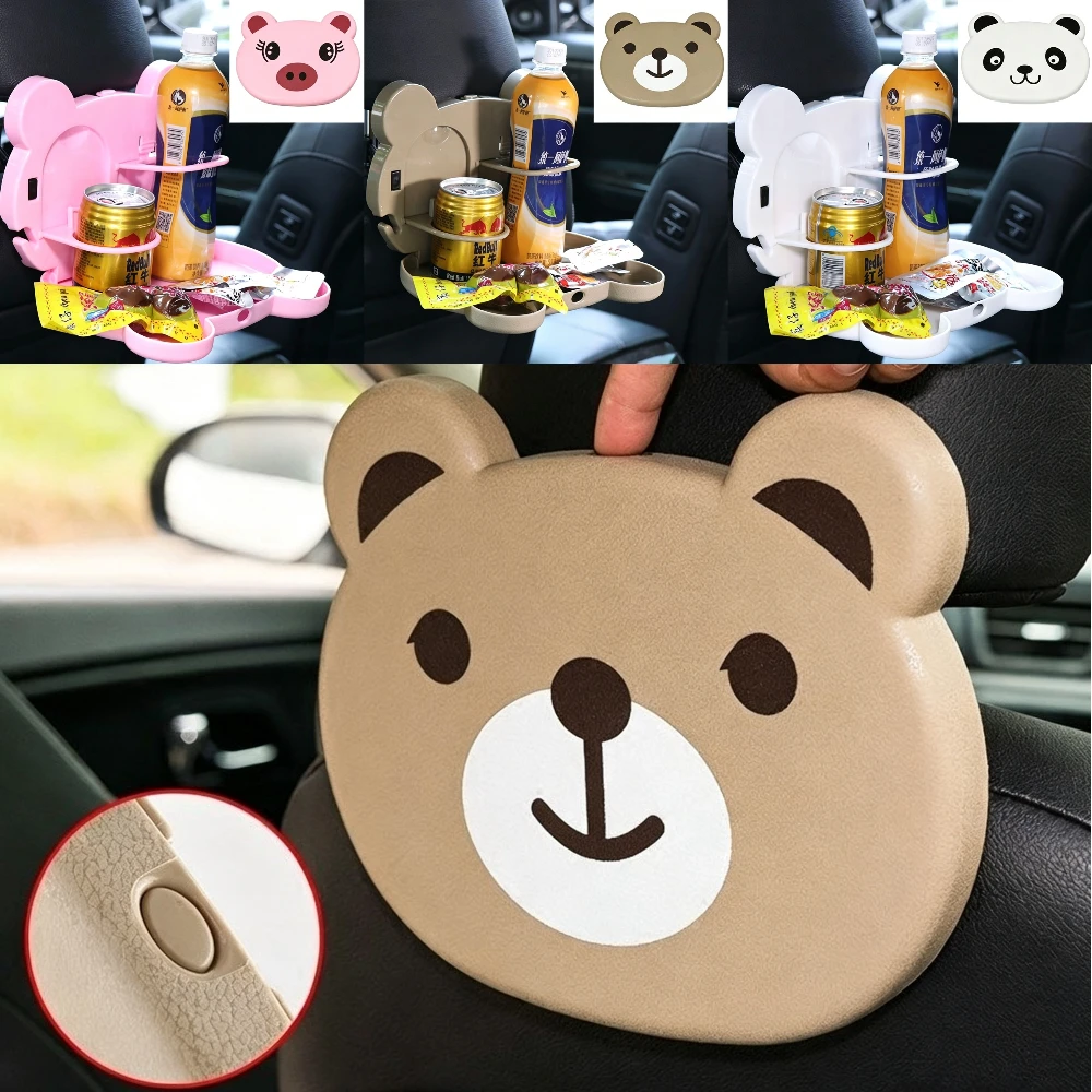 Foldable Car Back Seat Table Auto Drink Food Cup Mini Tray Holder Stand Desk Trash Bin Storage Case Interior Vehicle Accessories