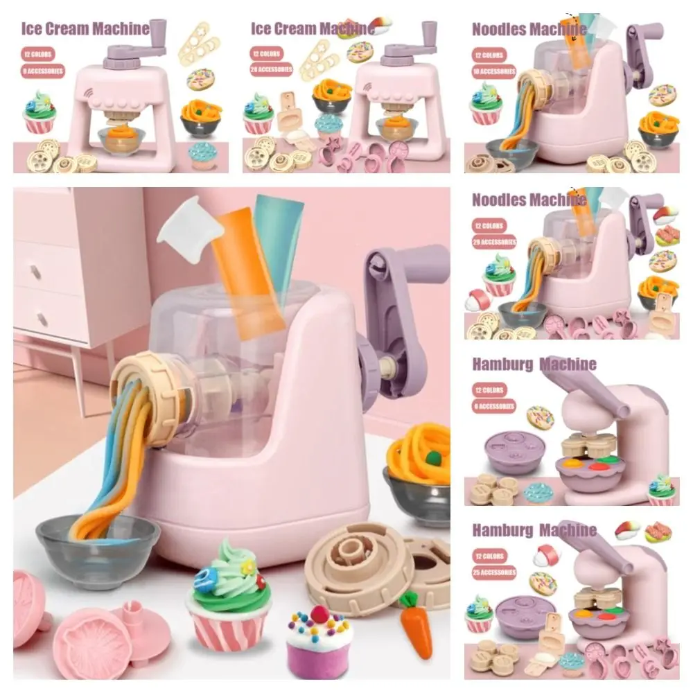 Miniature Cooking Toys Simulation Kitchen Ice Cream Machine Kitchen Toy Noodles Colourful Clay Pasta Machine DIY Mini Kids