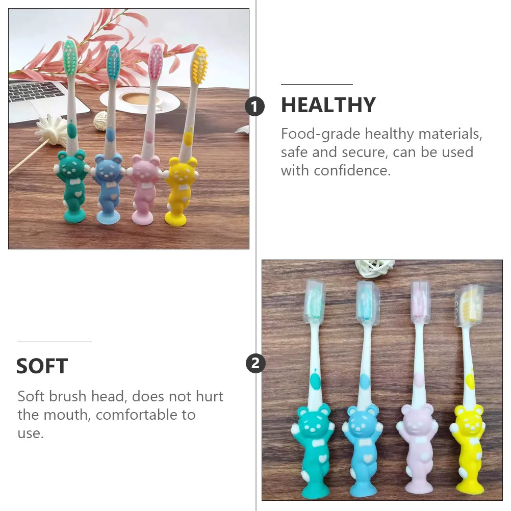 24Pcs Toothbrush Set Bear Design Soft Brush Head Food Safe Material Comfort Grip Oral Care Tool for Toothache