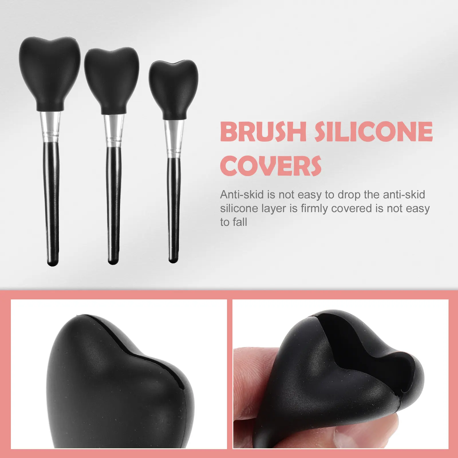 3Pcs Makeup Brush Lids Silicone Cover Protectors Reusable for Travel Small Size Portable Brush Protection Extended Usability