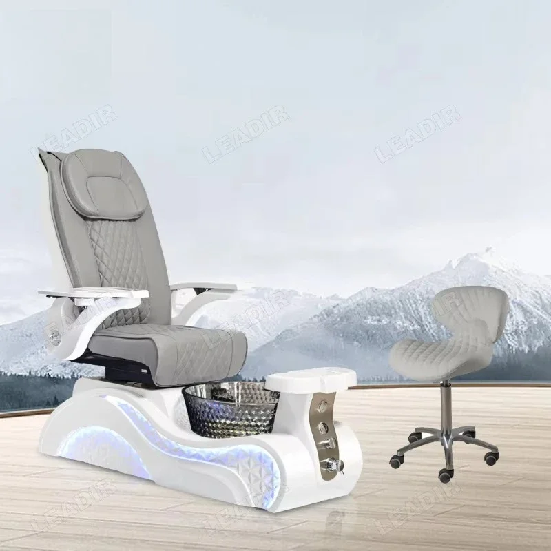 Luxury Electric Lying Chair Fabric Craft Foot Bath Spa Massage High End Pedicure Chair