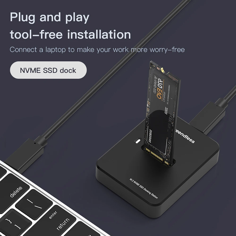 Dual Protocol M.2 NVME SATA SSD Docking Station Base External SSD Hard Disk Enclosure 10G Online Reading Writing Speed SSD Case