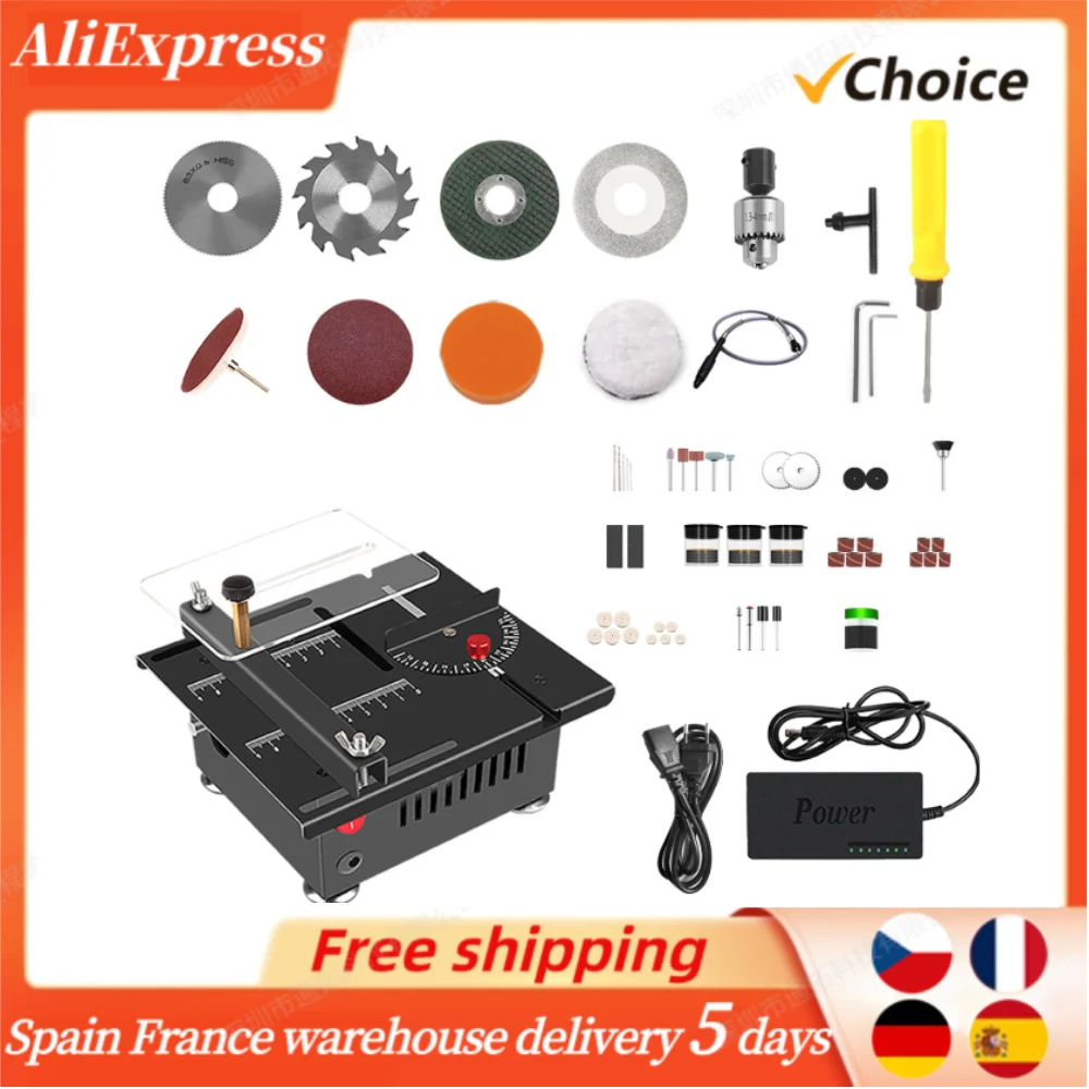 100W Multi-Functional Table Saw Mini Desktop Electric Saw Cutter Speed & Angle Adjustable Liftable Blade 16MM Cutting Depth