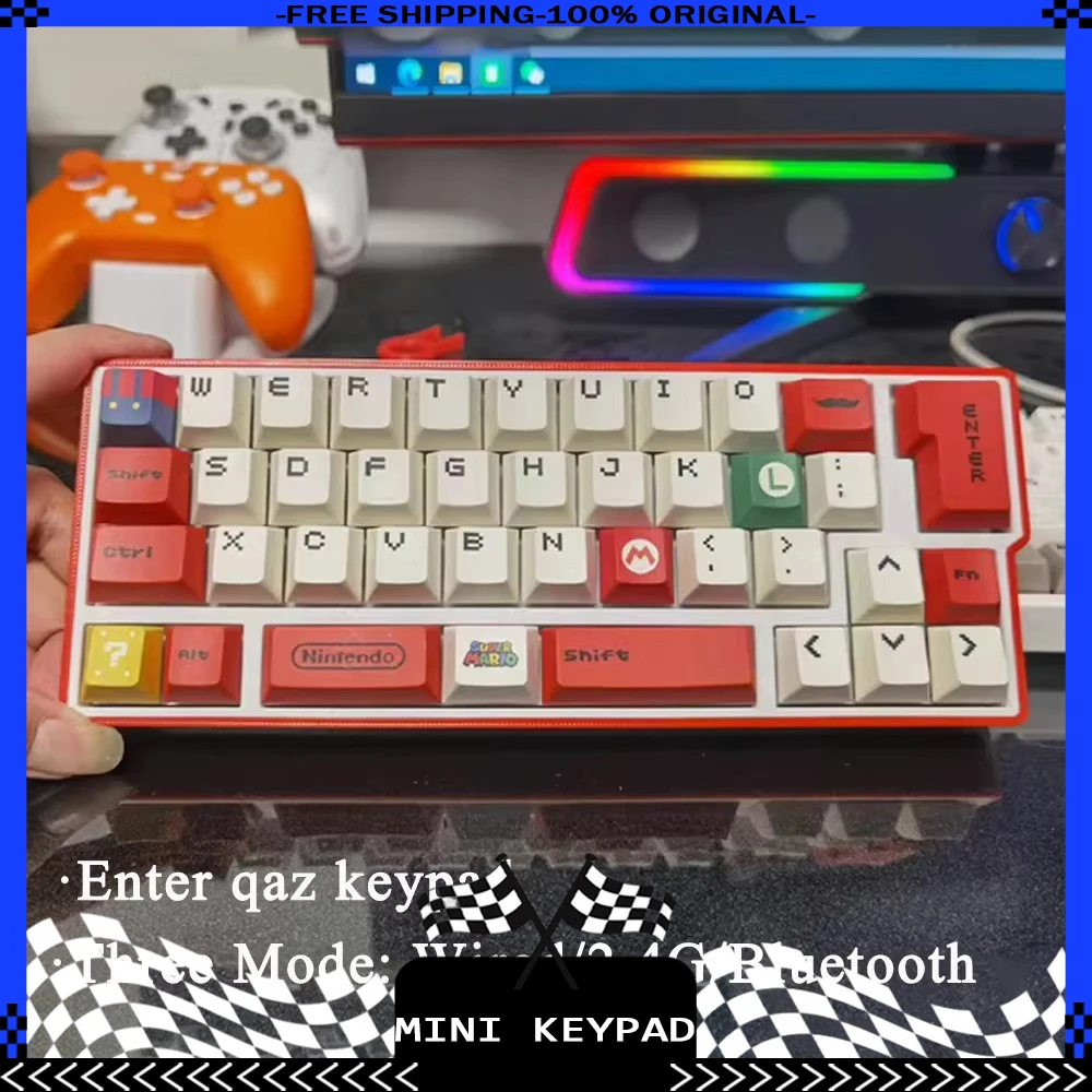 

Enterprises Mini Keypad Kit 40 клавиш Трехрежимная пользовательская VIA RGB с горячей заменой Эргономика Беспроводные игровые клавиатуры 3D-печать ПК Компьютер