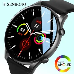 SENBONO 2023 AMOLED Astuto Della Vigilanza BP Monitor di Salute Risposta Fare Chiamata Orologio Sempre In Visualizzazione Smartwatch Impermeabile per Le Donne Degli Uomini