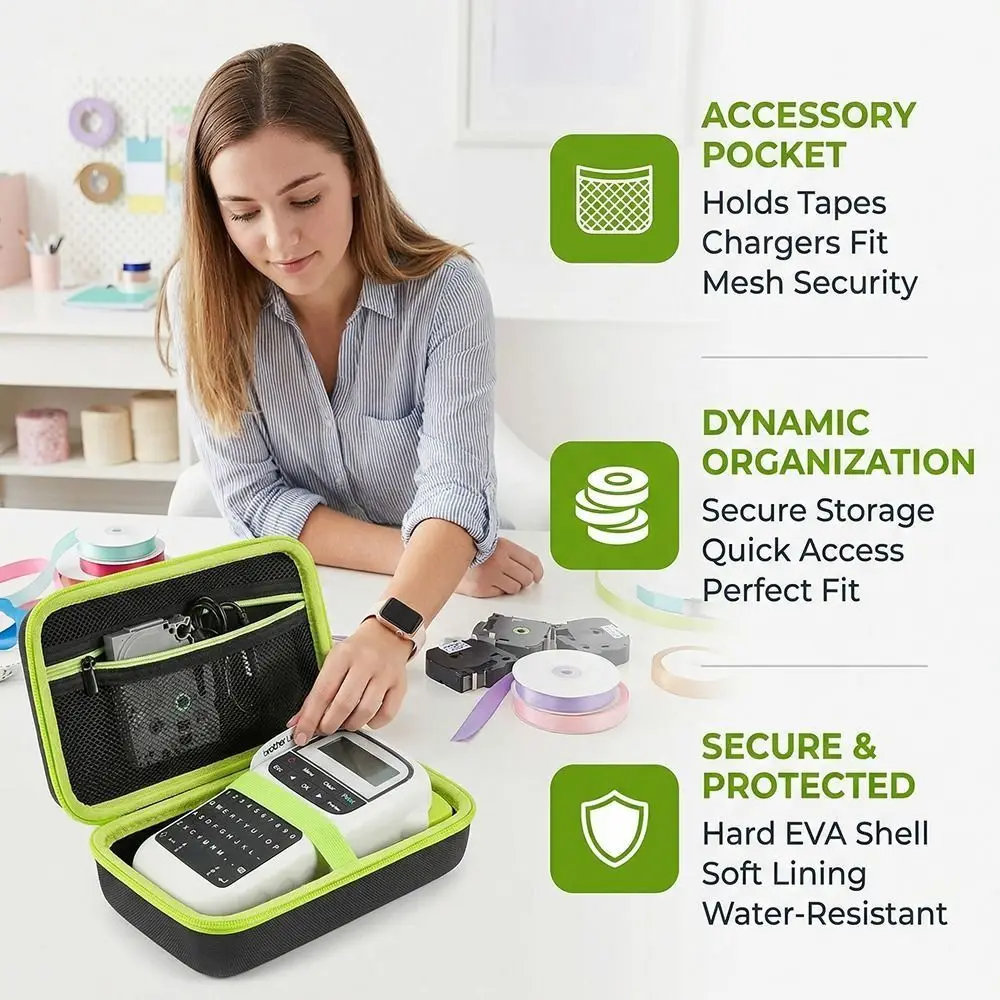 Portable Label Maker Storage Bag EVA Shockproof Carrying Case for Brother P-Touch PTH110BP/ PTH110/ PTH111/ PTE110