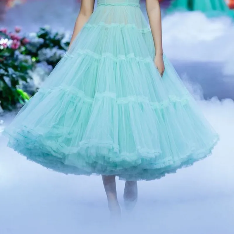 

Extra Puffy Mint Ankle Lenght Tulle Skirts 11 Layer Tulle Very Lush Women Tulle Skirt Bridal Tutu Tulle Skirt Maxi Skirt