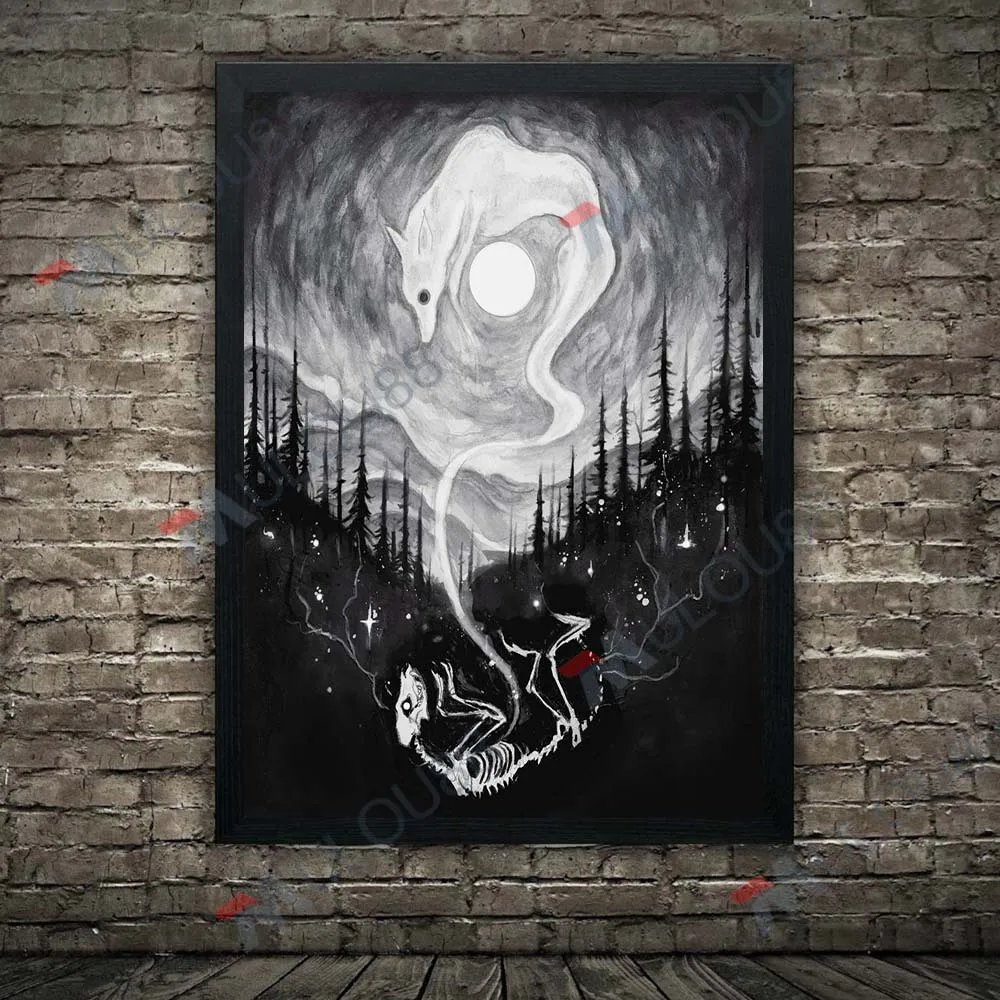 عظيم قديم واحد ومخلوق رعب خمر الرسم على لوحات القماش الجدارية الأحمر القلب شيطان مجردة ملصق فني وطباعة ديكور المنزل