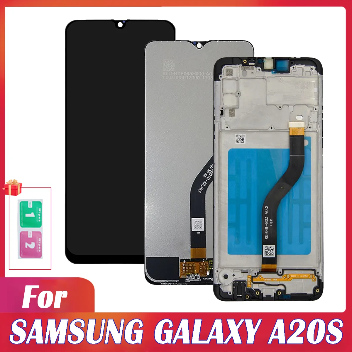 جديد IPS LCD لسامسونج غالاكسي A20s LCD تعمل باللمس 6.5 "عرض محول الأرقام الجمعية مع شاشة عرض الإطار أجزاء الجمعية LCD