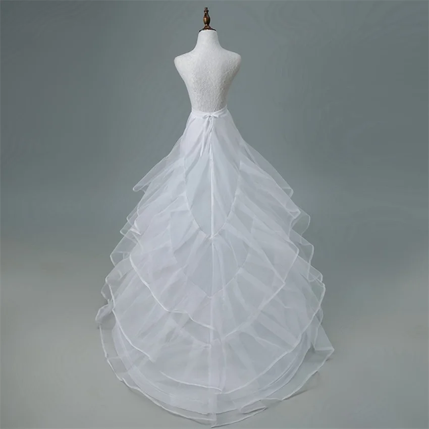 Wedding Dress Crinoline Bridal Petticoat Underskirt 2 Hoops with Chapel Train