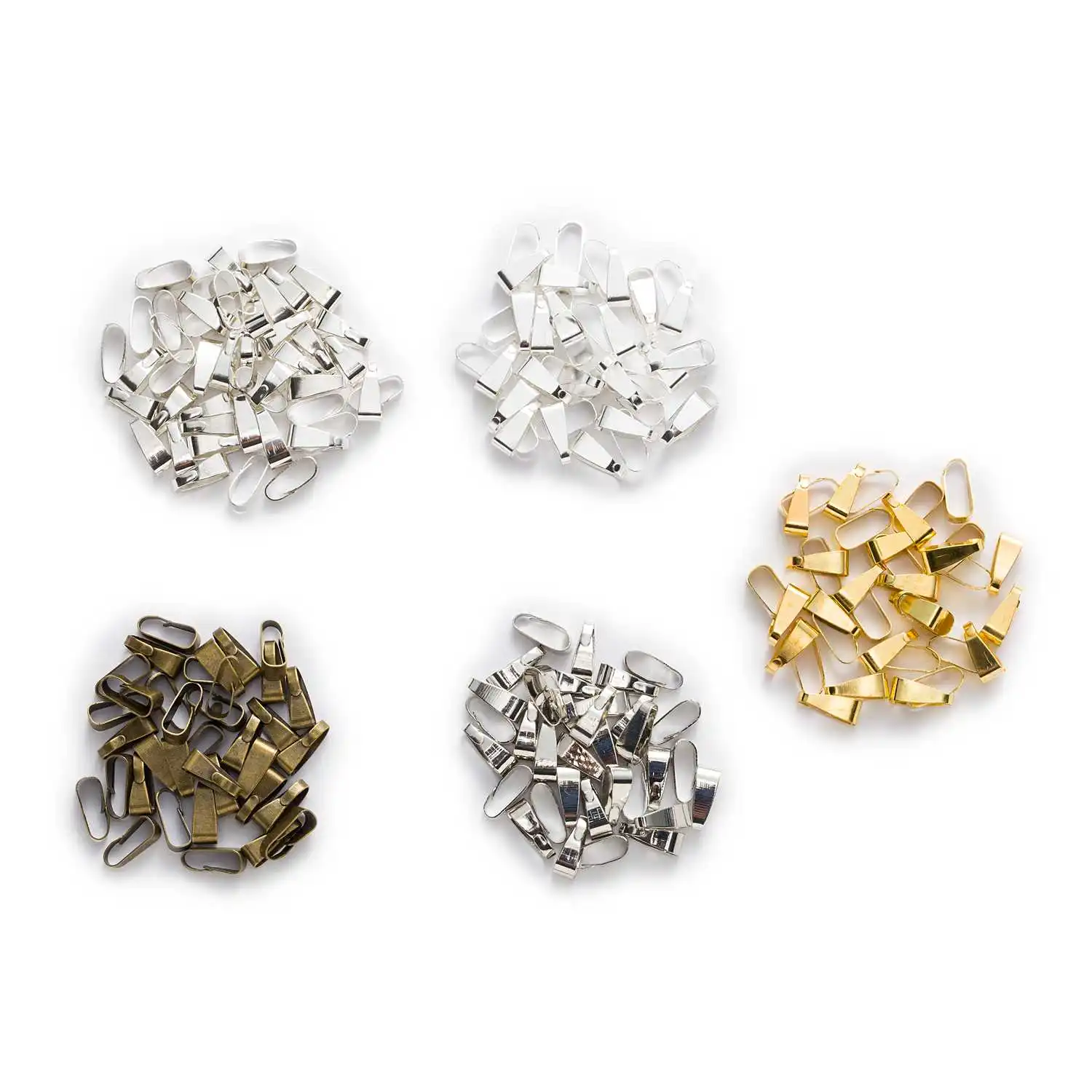 

50pcs Smooth Pinch Bail, Alloy Crimp Clasp for Jewelry Making, Connector Pendant DIY 11x4mm