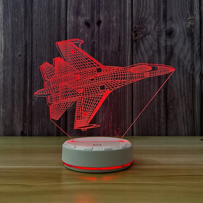 Creative aircraft 3d night light colorful color-changing ambient  desktop decoration table lamp bedroom bedside  