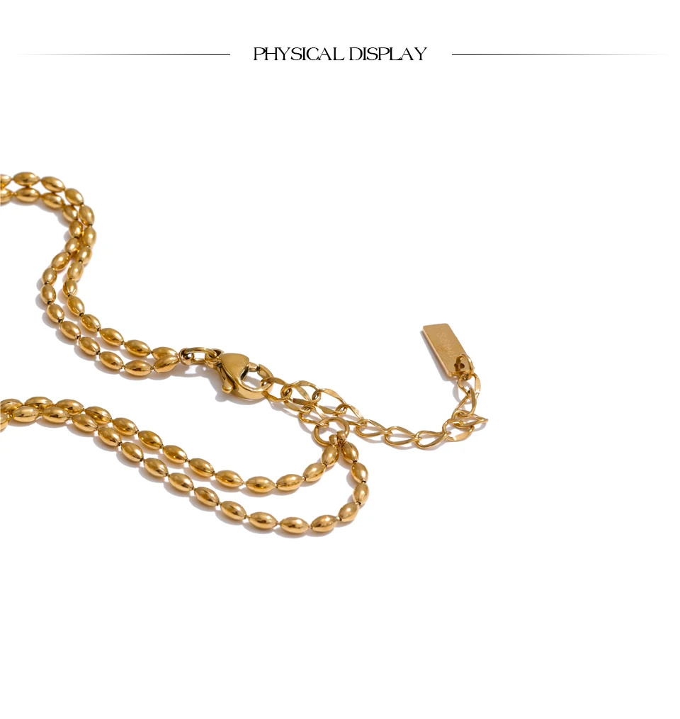 Yhpup Stainless Steel Double Layer Ocean Summer Holiday Necklace Jewelry Waterproof Handmade for Women Gold Platinum PVD Plated