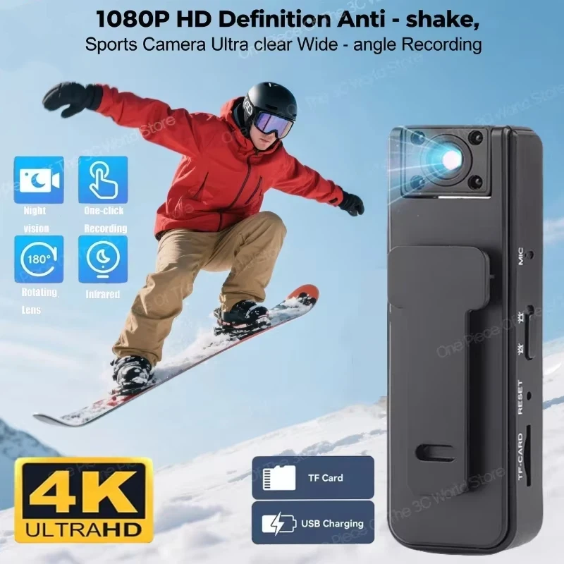 Mini Cámara de Mano A9 1080P Full HD con Visión Nocturna Infrarroja, Grabadora Deportiva para Exteriores, Videocámara con Clip Trasero, Nueva 2026