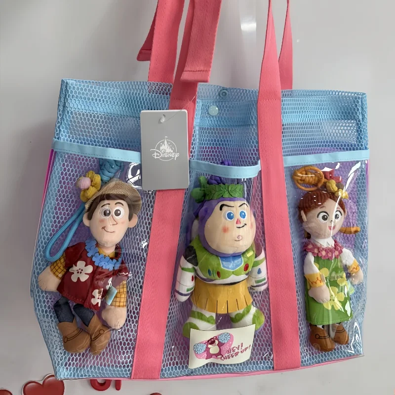 Genuine Disney Toy Story Seaside Chill Summer Series Plush Pendant Cute Strawberry Bear Plush Pendant Keychain Festival Gift