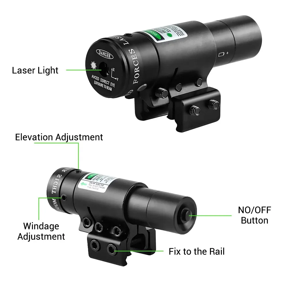 Adjustable Dot Laser Sight Compact Hunting Shooting Red/Green Laser Sights for 20mm Picatinny/Weaver or 11mm Dovetail Rail