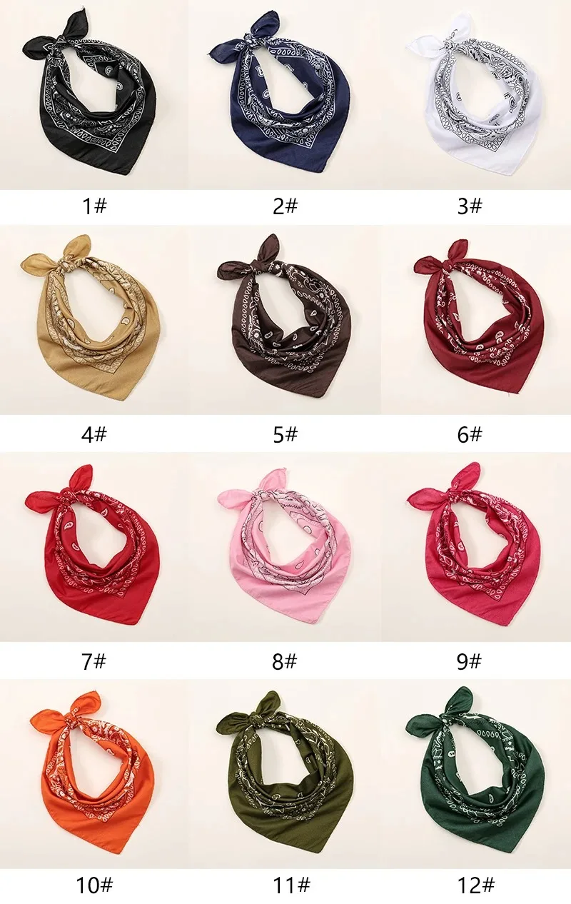 54cm*54cm Fashion Cotton Hip Hop Head Scarf Paisley Square Scarves Headwear Bandanna Hair Band Neck Wrist Wrap Band Accessories