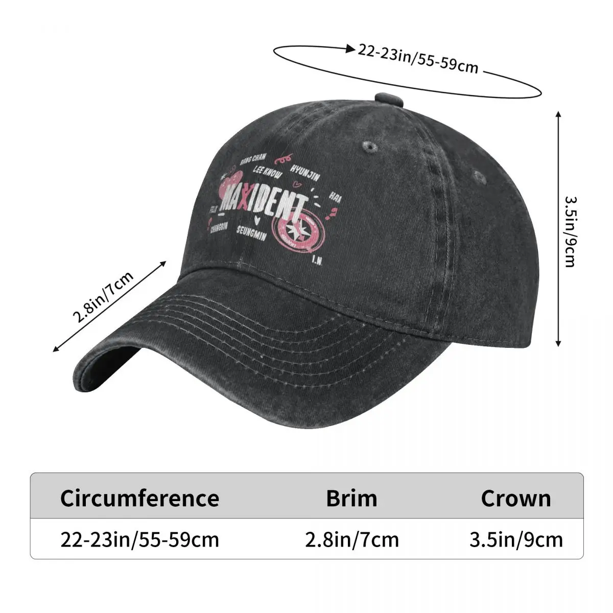 MAXIDENT SKZ Stray Kids Baseball Caps kpop korean pop Distressed Denim Washed Hats Cap Vintage Outdoor All Seasons Travel Hat