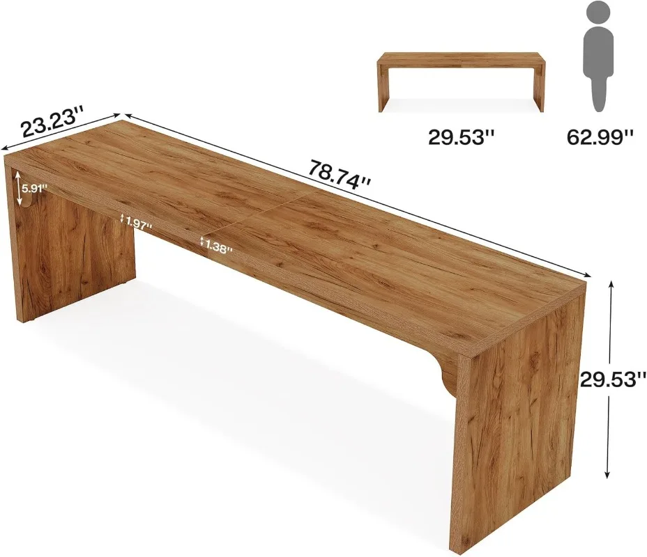 78.7 Inches Long Computer Desk, Wooden Extra Long Desk Double Desk Workstation, 2 Person Desk for Home Office, Large