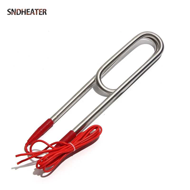 SNDHEATER 2U Shape Water Heating Element 220V/380V Electric Resistance Solar Boiler Pipe with Red Wire 3KW/4KW for Water Bucket