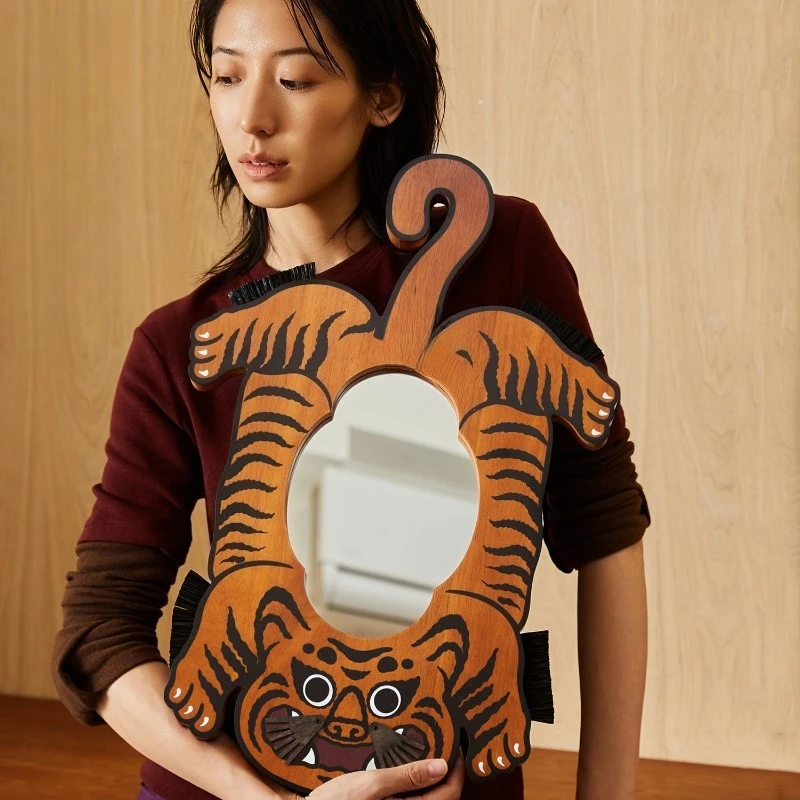 Decorative mirror new Chinese retro desktop mirror cosmetic mirror bedroom entrance gift
