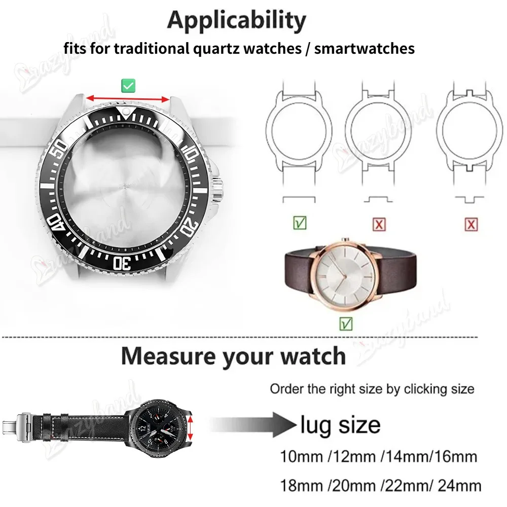 14mm 16mm 18mm 20mm 22mm 24mm Nylon Canvas Militär-Uhrenarmband Universelles Geflochtenes Schlaufenband Armband für Damen und Herren Weiches Armband Schwarz – Detail 14