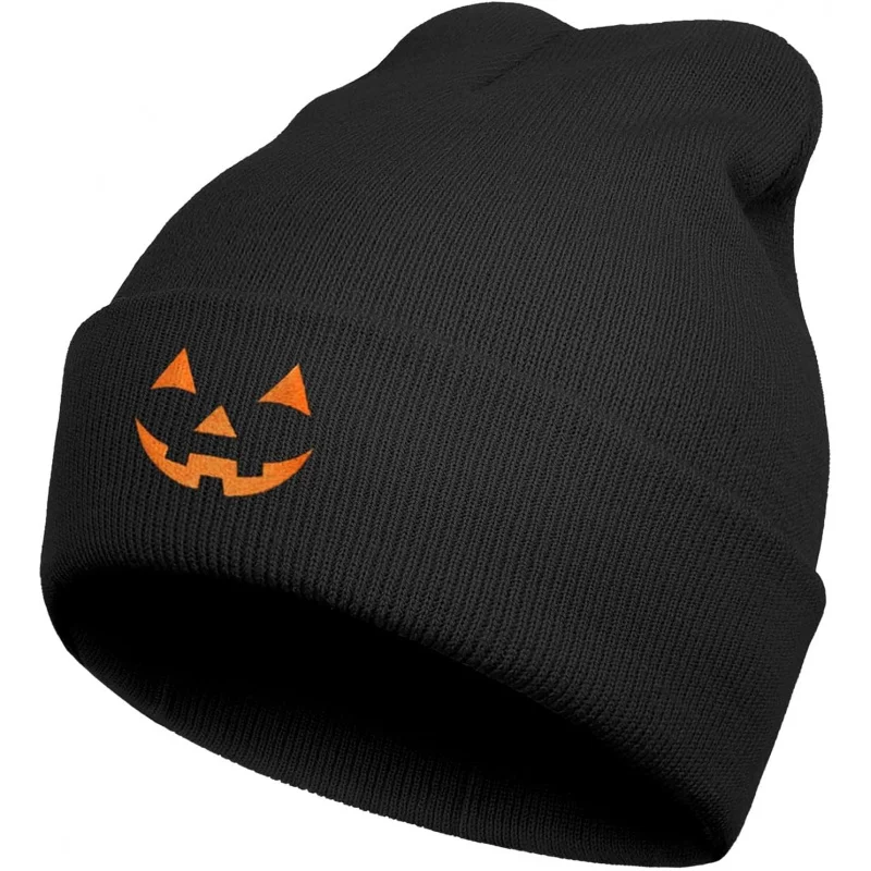 

Halloween Black Pumpkin Head Wearing Knitted Hat Baggy Slouchy Scarf Hat Adult Women Men