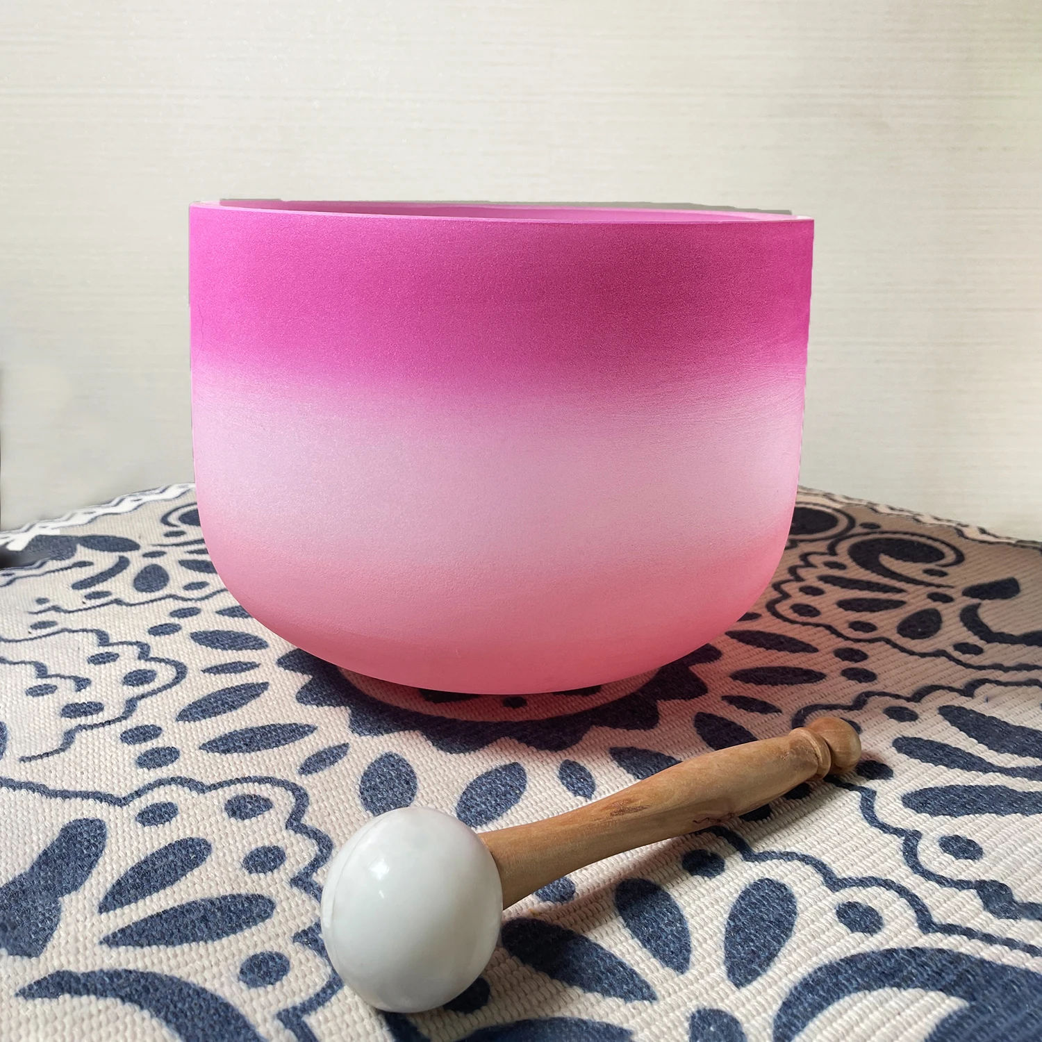 Hye-eun 8 Inch Pink Candy Crystal Singing Bowl A B C D E F G Note 1 Pcs for Yoga Meditation Sound Healing Outdoor Prayfor Health