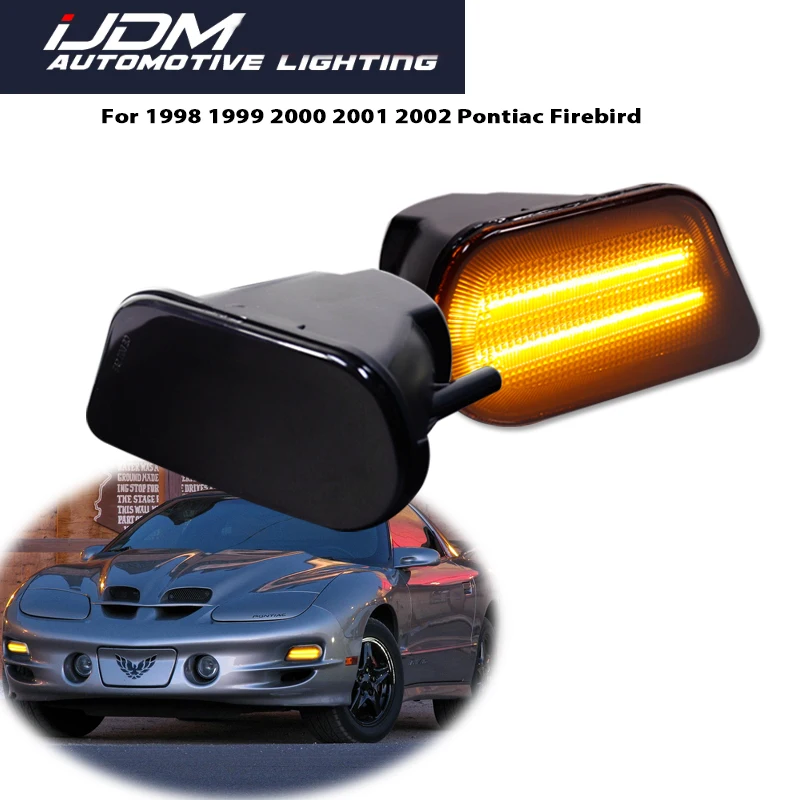 

Dual-color Sequential Amber LED Car Front Bumper Turn Signal Lights w/ White DRL / Driving Lights For 1998-2002 Pontiac Firebird