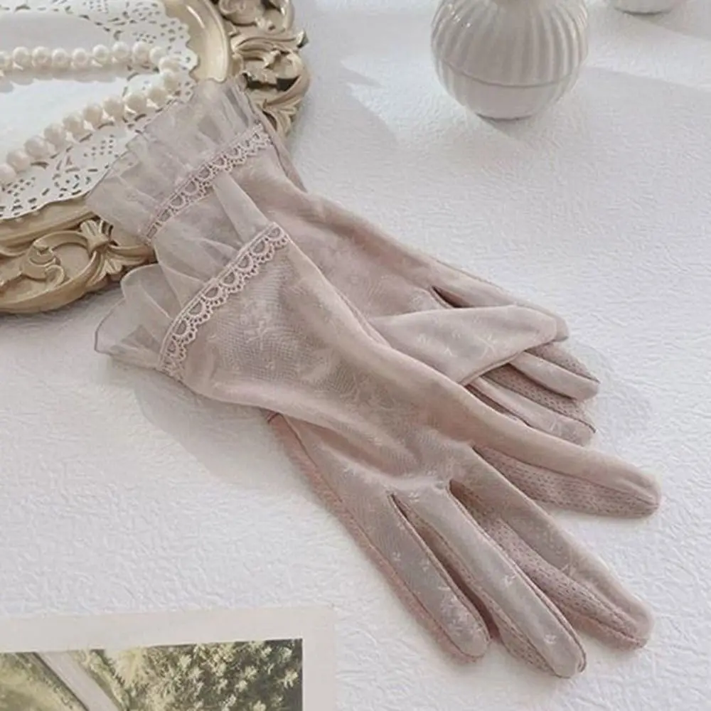 Sunscreen Touch Screen Gloves Breathable UV Protection Lace Thin Mittens Sun Protection Anti Slip Cycling Driving Riding Glove