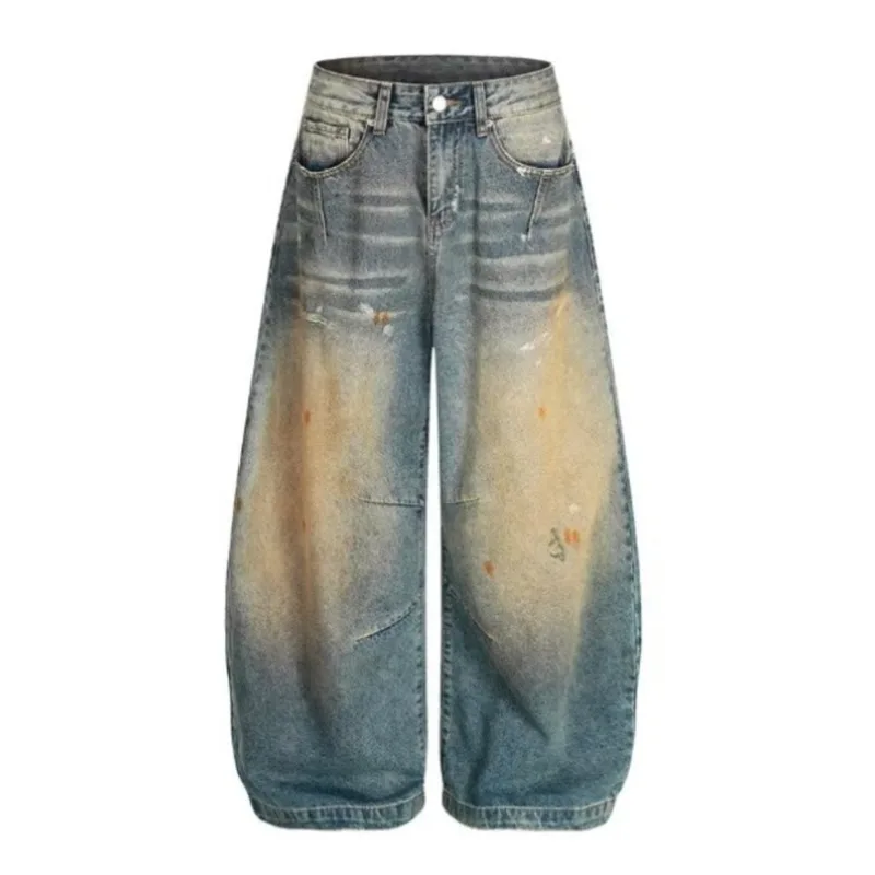 HKSH Spring New Men Tide American Vintage Wide Leg Washed Jeans Trend Streetwear High Street Draped Denim Pants Chic Ins HK19253