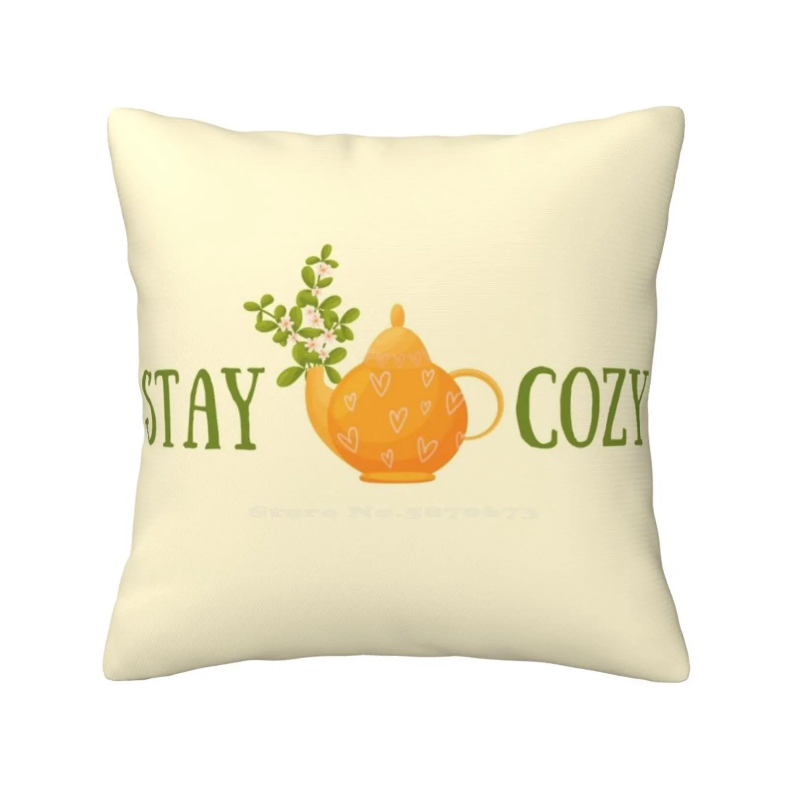 Stay Cozy Teapot Home Sofa Car Waist Throw Pillowcase Stay Cozy Teapot Cottagecore Cottage Aesthetic Cute Aesthetic Tea Time