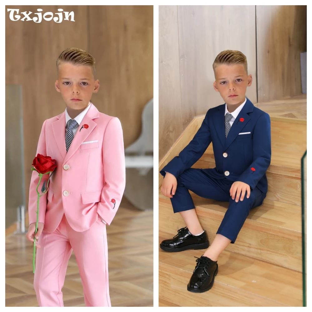 Handsome Boys Slim Fit Suits Wedding Ring Bearer Outfit Classic 3 Pieces Blazer Pants Bow Tie Set For Birthday Wedding Prom