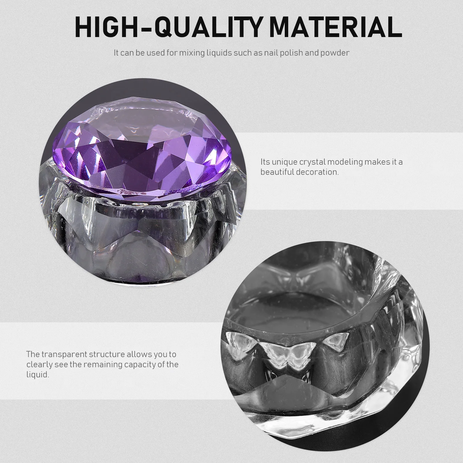 

Nail Art Liquid Container Crystal Modeling Beautiful Decorative Tool Clear Capacity Thick Bottom Stand Firmly Mixing Supplies