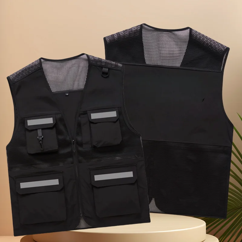 2026 New Printing Logo Outdoor Multi Pocket Vest, Photography Fishing Vest Men's Camisole Mesh Vest Thin Jacket Loose in Summer
