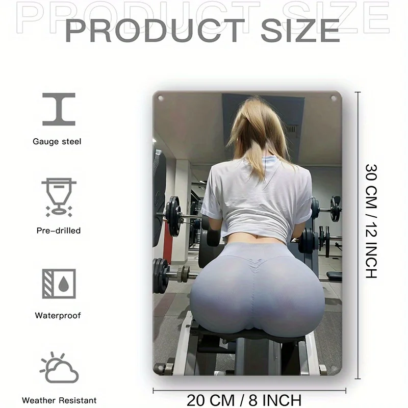Stylish Fitness-Inspired Metal Sign - , Pre-Drilled for Easy Hanging, Waterproof & Weather-Resistant, Home, Bar, Gym Decor