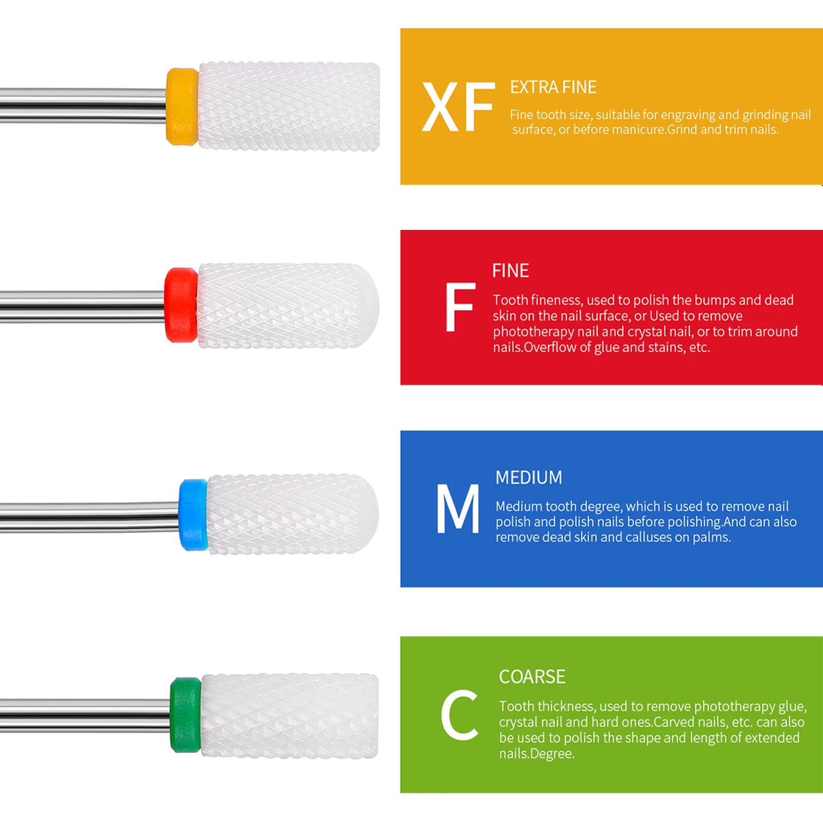 Juego de cabezales de molienda de cerámica, brocas para pulir cutículas, adecuadas para herramientas eléctricas rotativas Dremel, accesorios para uñas Dremel, 6 uds.