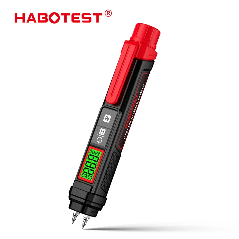 HT67 Digital Wood Moisture Meter 0-58% Timber Damp Detector LCD Display High Precise Portable Pen-Type Wood Timber Hygrometer