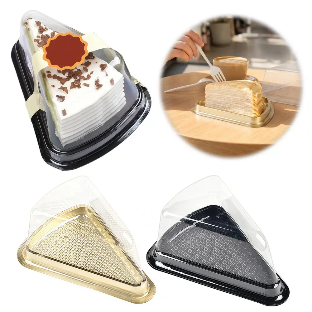 Disposable Cake Containers Triangular Mousse Slice Boxes 100pcs Triangular Cake Slice Containers with Lids Disposable Plastic