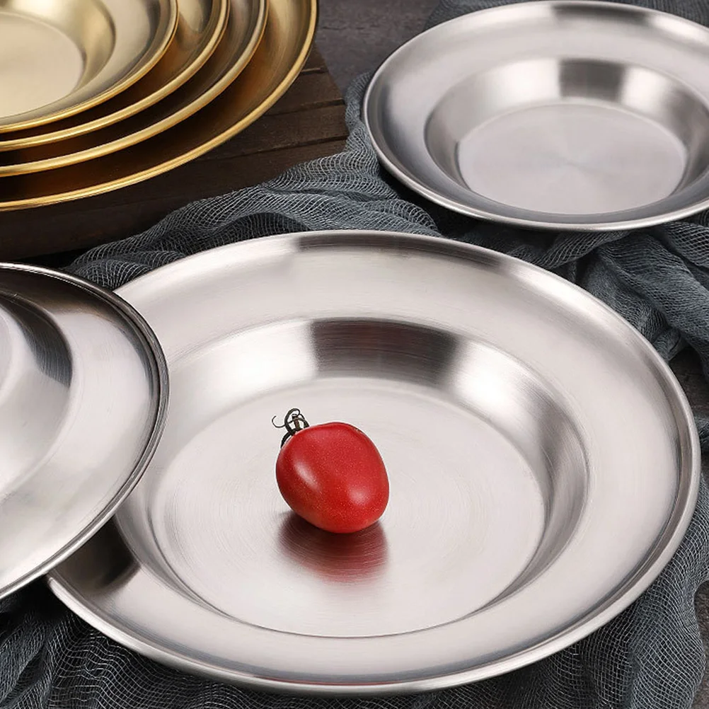 

Stainless Steel Plate Pastry Serving Tray Dinner Plate Practical Roast Meat Flat Cookie Dish Decorative Plates Trays Home