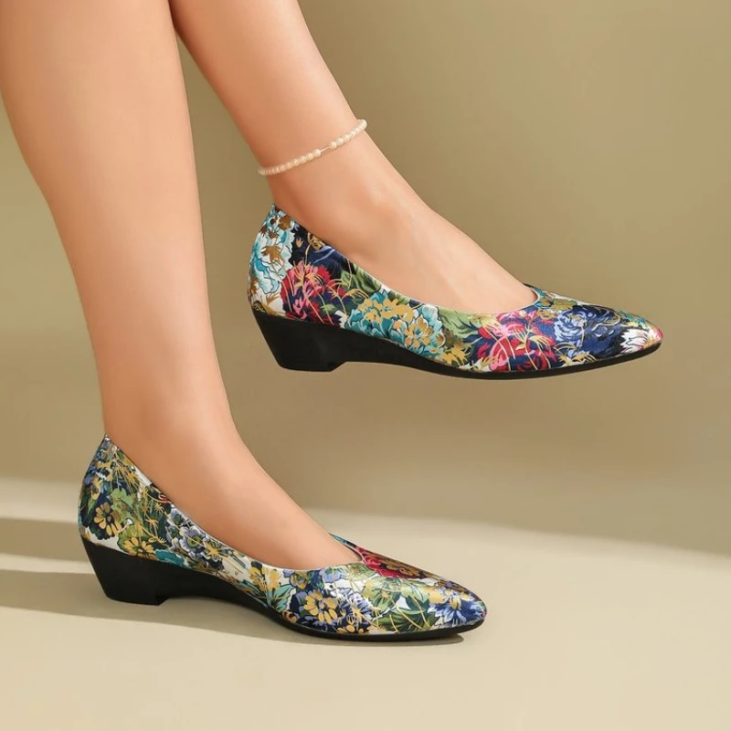 Frühling Herbst Druckdesign Spitze Damen Mid-Heel Einzelschuhe 2026 Mode Einfacher Stil Outdoor Freizeitschuhe für Damen – Detail 2